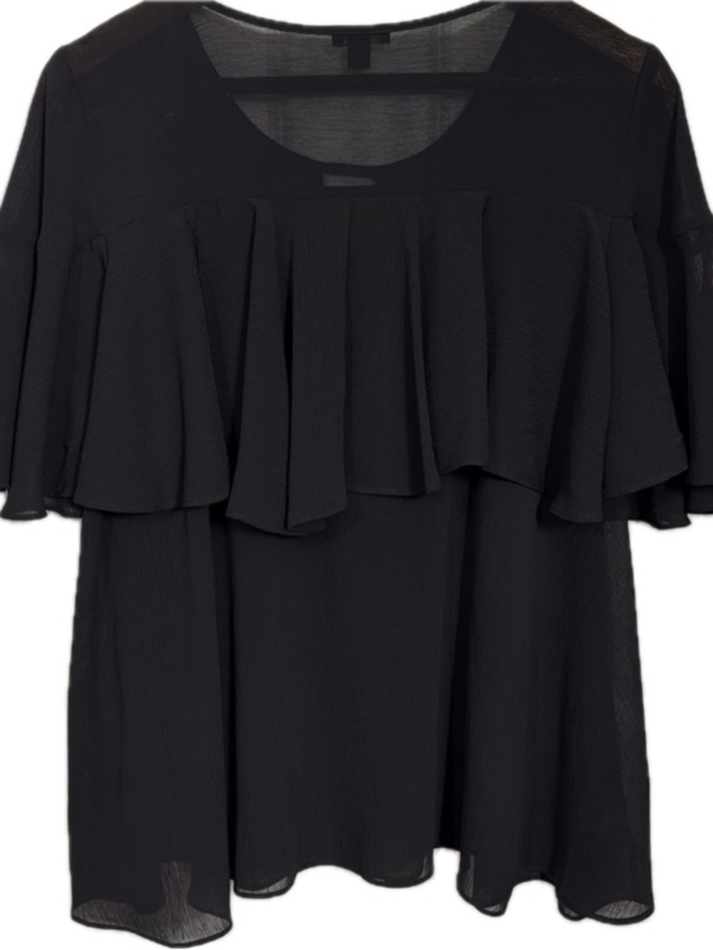 Ann Taylor Black elegant versatile Top with fancy ruffle Detail in front & back - Picture 4 of 4